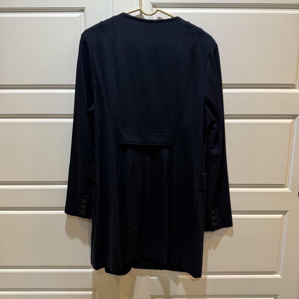 Cabi Jacket Womens Large Navy Longline Blazer Two Button Stretch Knit Pockets - Picture 5 of 8